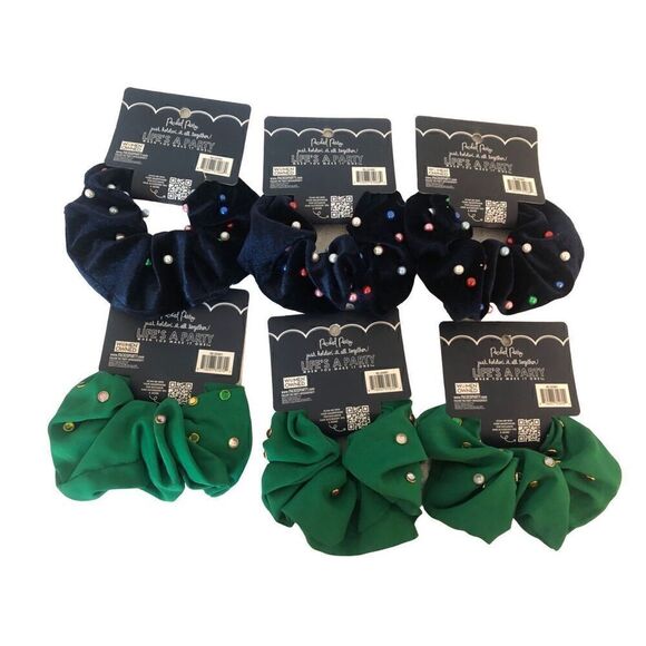 Brand New Lot of Six (6) Packed Party Hair Scrunchie Stocking Stuffer - Picture 1 of 3